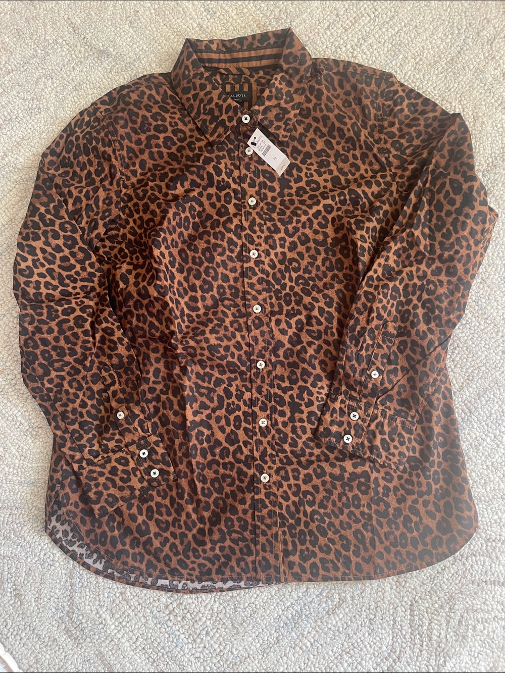 Talbots, NWT Leopard Print COTTON Blouse.  Size Medium